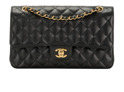 Medium Classic Double Flap, &pound;6,100, Handbags, Black, Caviar, Front view
